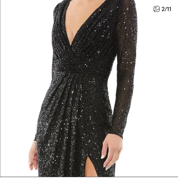 Leena for Mac Duggal Gown Style 26490 Sequined Black Size 18 - Picture 5 of 7